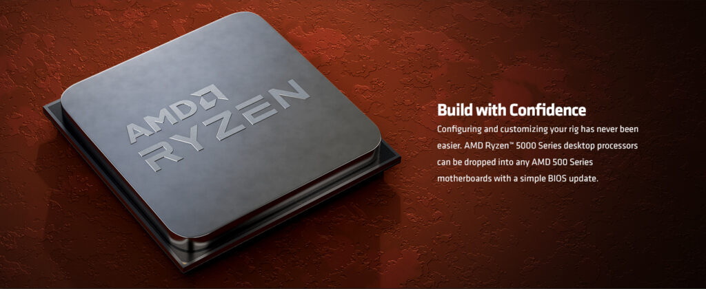 The amd ryzen logo on a red background.